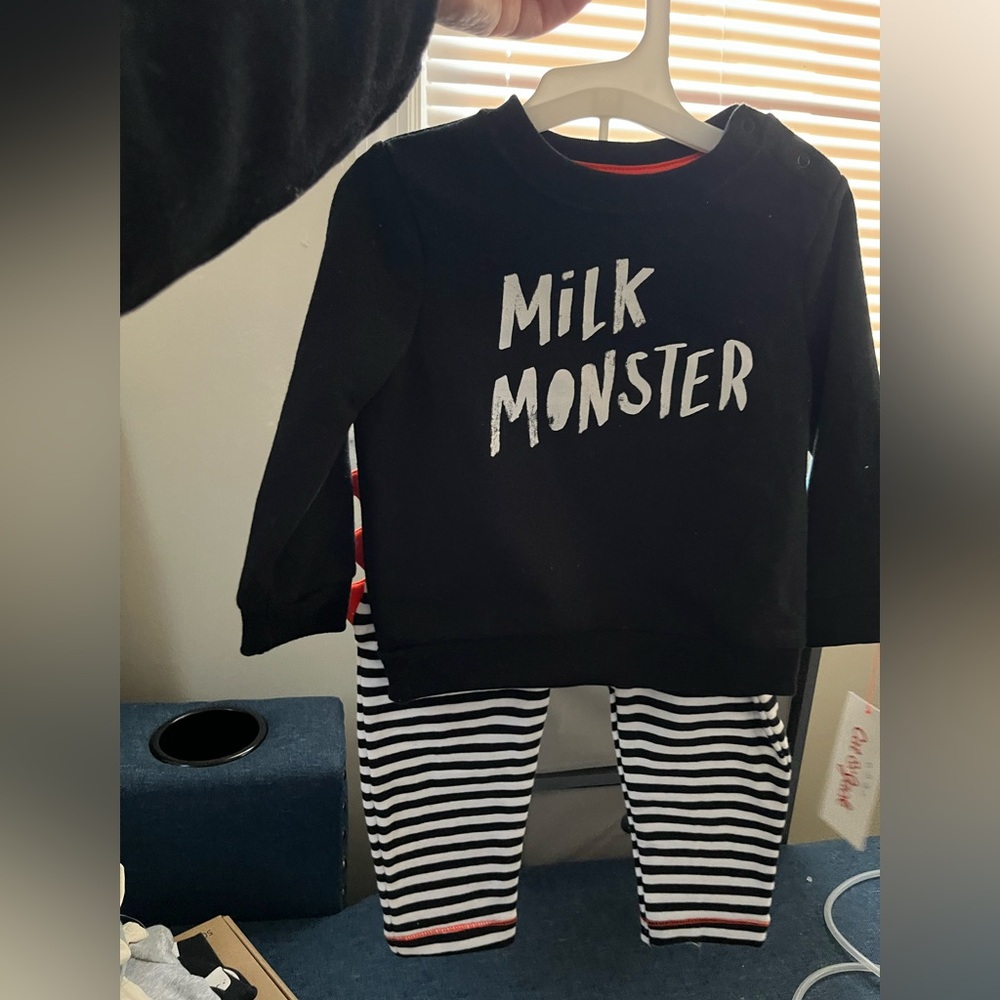 Cat & Jack Black Shirt with Orange Trim & Matching Joggers